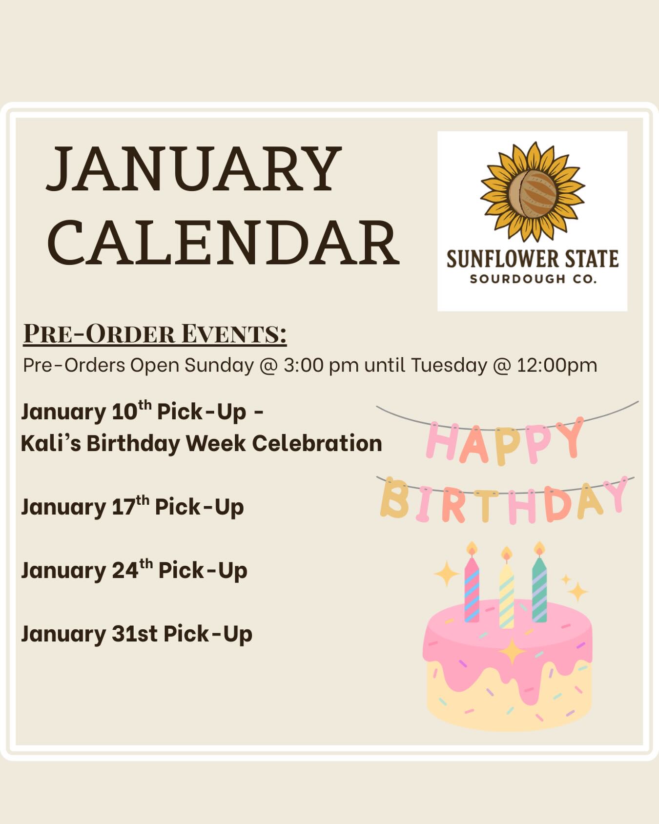It’s My Birthday Month! Here is the lineup for January’s bread drops 🎉🥳🎁🎂